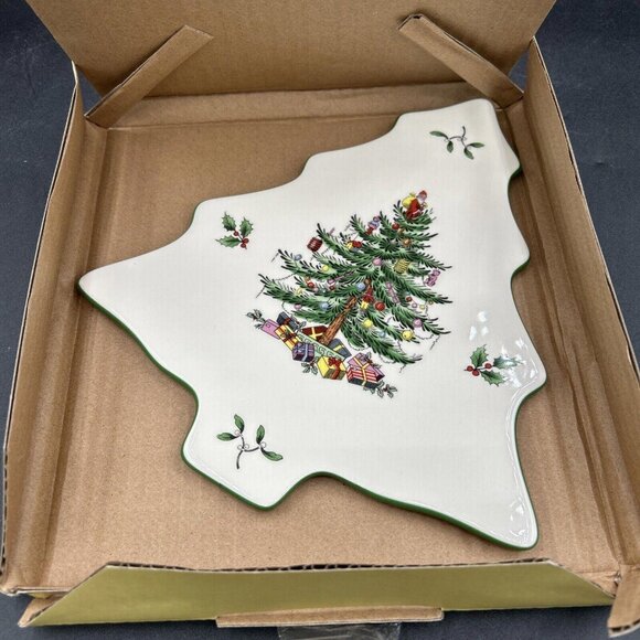 Spode Christmas Tree Ceramic Trinket Dish Plate Holiday New In Box - Picture 2 of 3
